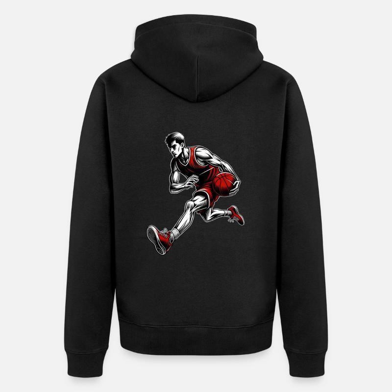 Basket-ball Joueurs de basket-ball - Veste à capuche bio Premium Unisexe - noir