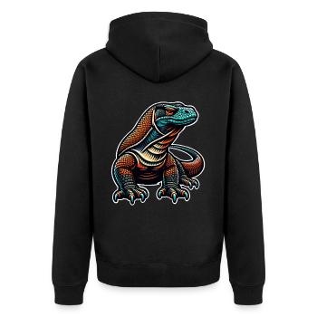 Komodo Dragon - Unisex Premium Bio Zip Hoodie - Schwarz - Hinten - Nico (187cm)