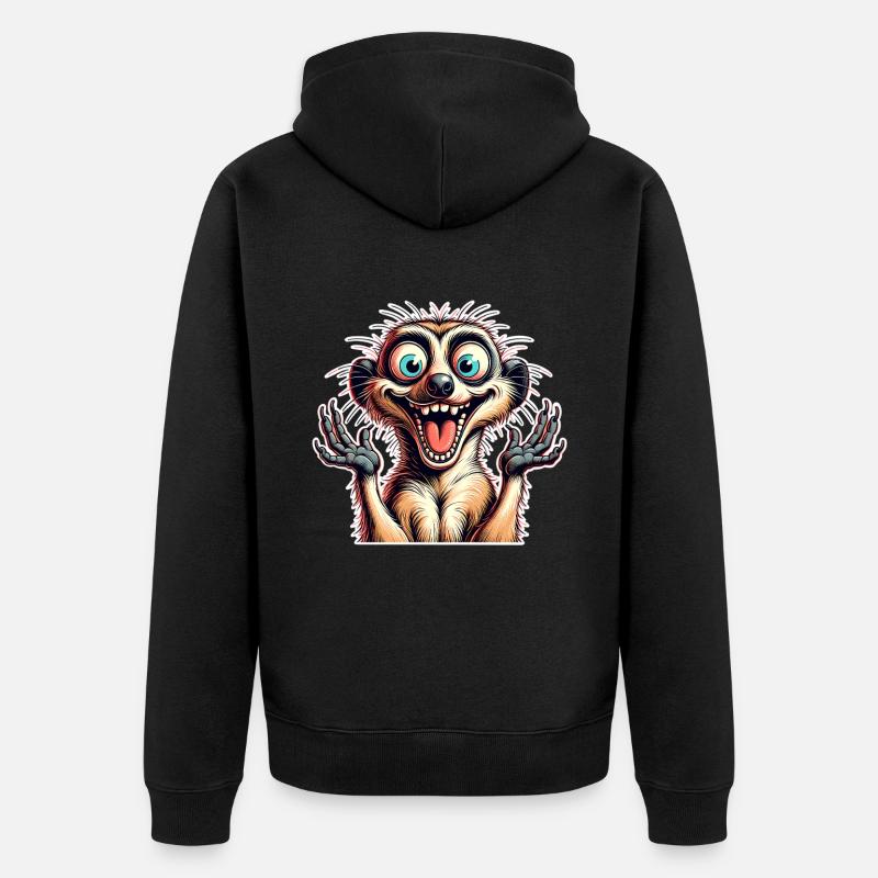 Erdmännchen - Unisex Premium Bio Zip Hoodie - Schwarz