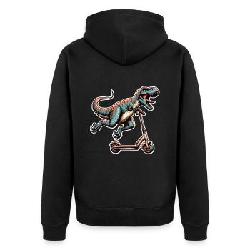 Tretroller E-Scooter E-Roller T Rex Dino Scooter - Unisex Premium Bio Zip Hoodie - Schwarz - Hinten - Nico (187cm)
