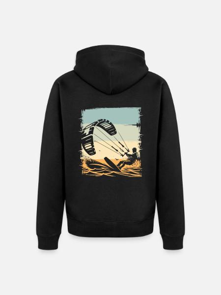 Kitesurfing Kitesurfer Kiteboard - Unisex Premium Organic Zip Hoodie - black