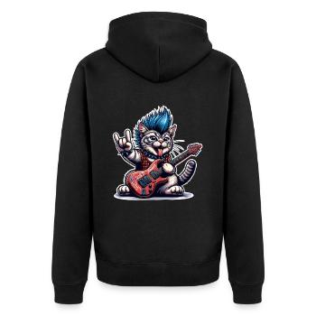 Cat Guitariste de Rock and Roll - Veste à capuche bio Premium Unisexe - noir - Dos - Nico (187cm)