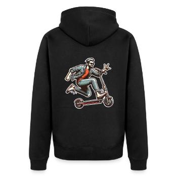 Tretroller E-Scooter E-Roller - Unisex Premium Bio Zip Hoodie - Schwarz - Hinten - Nico (187cm)