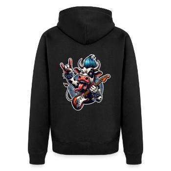 Kuh Rock and Roll Guitarist - Unisex Premium Organic Zip Hoodie - black - Back - Nico (187cm)