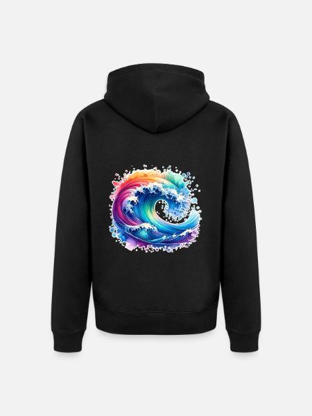Wave - Unisex Premium Organic Zip Hoodie - black
