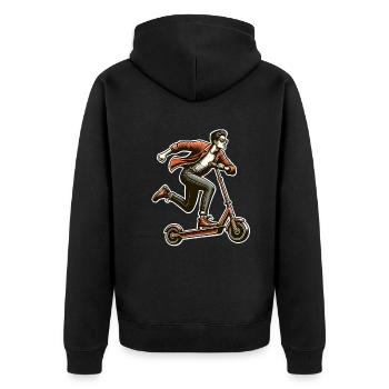 Tretroller E-Scooter E-Roller - Unisex Premium Bio Zip Hoodie - Schwarz - Hinten - Nico (187cm)