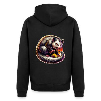 Opossum - Unisex Premium Bio Zip Hoodie - Schwarz - Hinten - Nico (187cm)