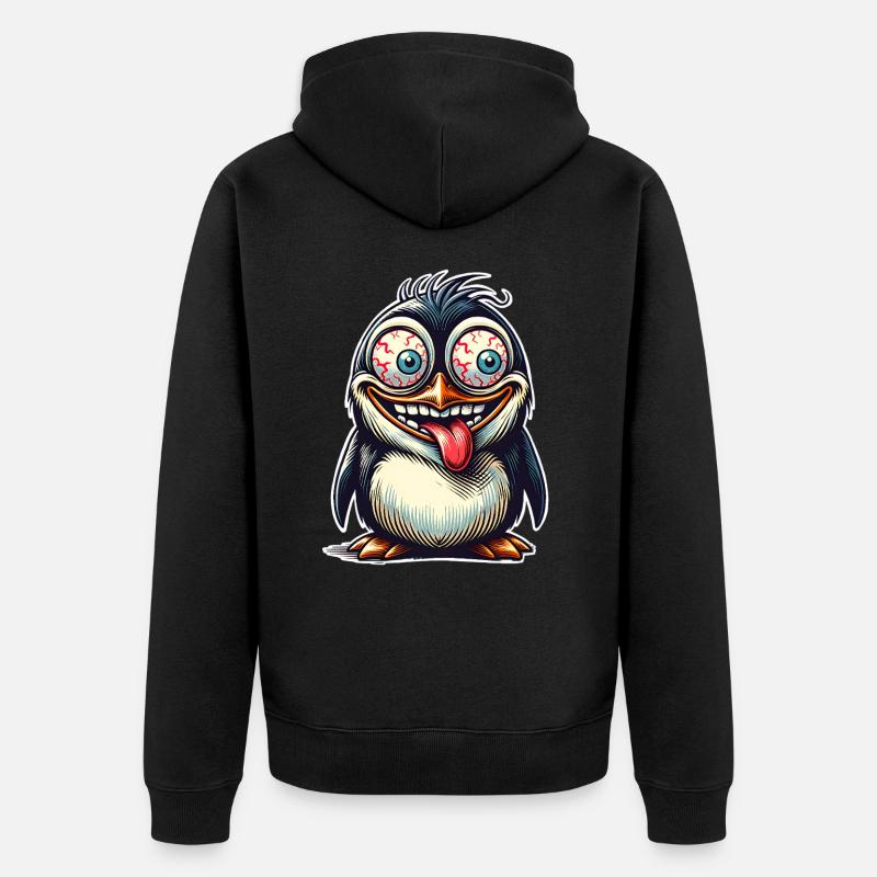 Pinguin - Unisex Premium Bio Zip Hoodie - Schwarz
