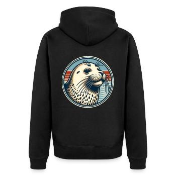 Seal seal - Unisex Premium Organic Zip Hoodie - black - Back - Nico (187cm)