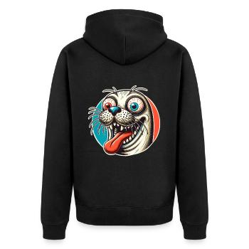 Seehund Robbe - Unisex Premium Bio Zip Hoodie - Schwarz - Hinten - Nico (187cm)