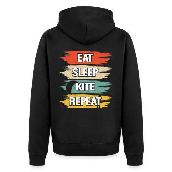 Kitesurfer Kiteboard Kitesurfen Kitesurf - Unisex Premium Bio Zip Hoodie - Schwarz - Hinten - Nico (187cm)