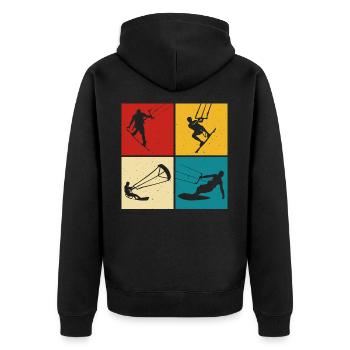 Kitesurfer Kiteboard Kitesurfing Kitesurf - Unisex Premium Organic Zip Hoodie - black - Back - Nico (187cm)