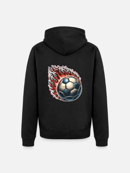 Soccer Flames Ball - Unisex Premium Organic Zip Hoodie - black