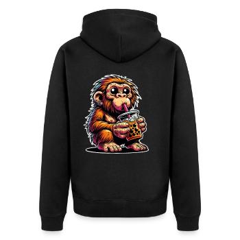 Thé à bulles de Néandertal - Veste à capuche bio Premium Unisexe - noir - Dos - Nico (187cm)