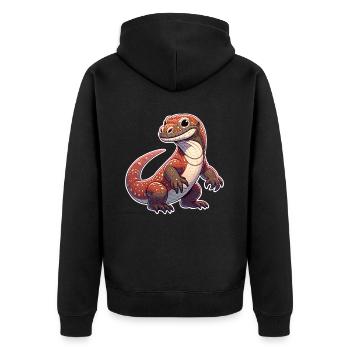 Komodo Dragon - Unisex Premium Bio Zip Hoodie - Schwarz - Hinten - Nico (187cm)