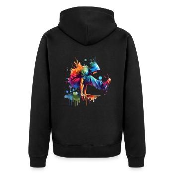 Parkour - Unisex Premium Bio Zip Hoodie - Schwarz - Hinten - Nico (187cm)