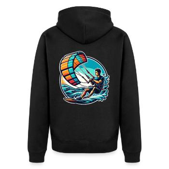 Kitesurfer Kiteboard Kitesurfing Kitesurf - Unisex Premium Organic Zip Hoodie - black - Back - Nico (187cm)