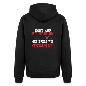 Bundeskanzler Wahl - Gewählt wie geliefert - Unisex Premium Bio Zip Hoodie - Schwarz - Hinten - Nico (187cm)
