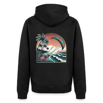 Kitesurfen Kitesurfer Kiteboard - Unisex Premium Bio Zip Hoodie - Schwarz - Hinten - Nico (187cm)