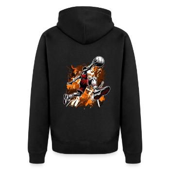 Basketball Basketballer - Unisex Premium Bio Zip Hoodie - Schwarz - Hinten - Nico (187cm)