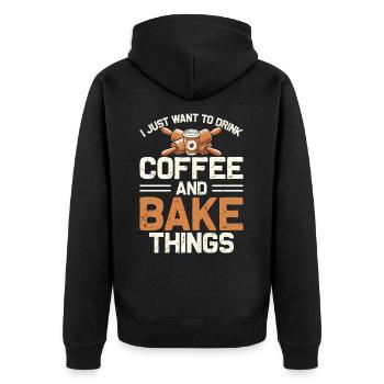 Bake - Unisex Premium Organic Zip Hoodie - black - Back - Nico (187cm)