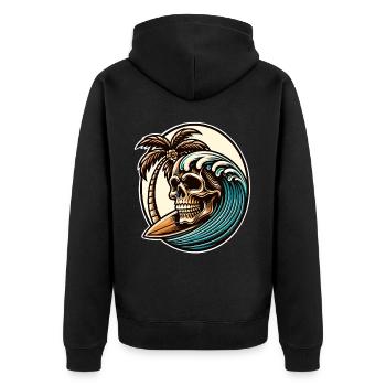 Crâne de surfeur de surf - Veste à capuche bio Premium Unisexe - noir - Dos - Nico (187cm)