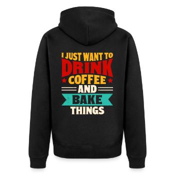 Bake - Unisex Premium Organic Zip Hoodie - black - Back - Nico (187cm)