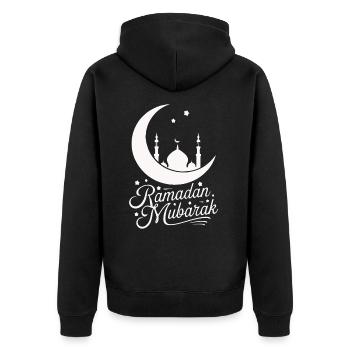 Ramadan Mubarak - Islam Muslim Gift - Unisex Premium Organic Zip Hoodie - black - Back - Nico (187cm)