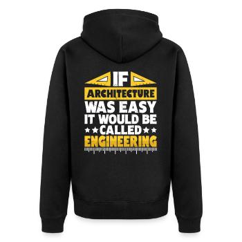 Architekt - Unisex Premium Bio Zip Hoodie - Schwarz - Hinten - Nico (187cm)