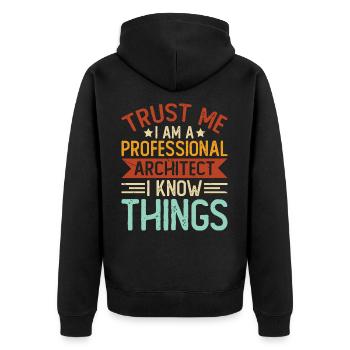 Architekt - Unisex Premium Bio Zip Hoodie - Schwarz - Hinten - Nico (187cm)