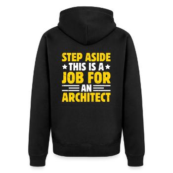 Architekt - Unisex Premium Bio Zip Hoodie - Schwarz - Hinten - Nico (187cm)