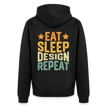 Architekt - Unisex Premium Bio Zip Hoodie - Schwarz - Hinten - Nico (187cm)