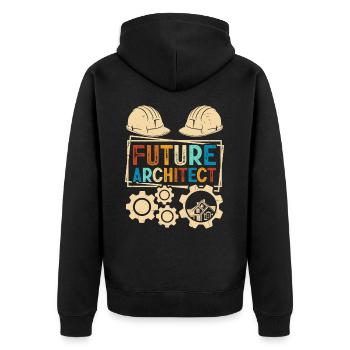 Architekt - Unisex Premium Bio Zip Hoodie - Schwarz - Hinten - Nico (187cm)