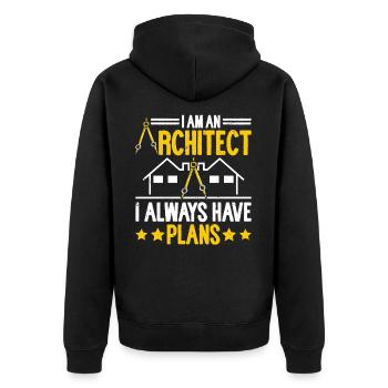 Architect - Unisex Premium Organic Zip Hoodie - black - Back - Nico (187cm)