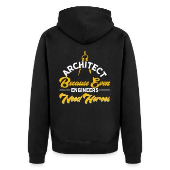 Architekt - Unisex Premium Bio Zip Hoodie - Schwarz - Hinten - Nico (187cm)
