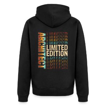 Architekt - Unisex Premium Bio Zip Hoodie - Schwarz - Hinten - Nico (187cm)