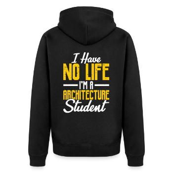Architekt - Unisex Premium Bio Zip Hoodie - Schwarz - Hinten - Nico (187cm)