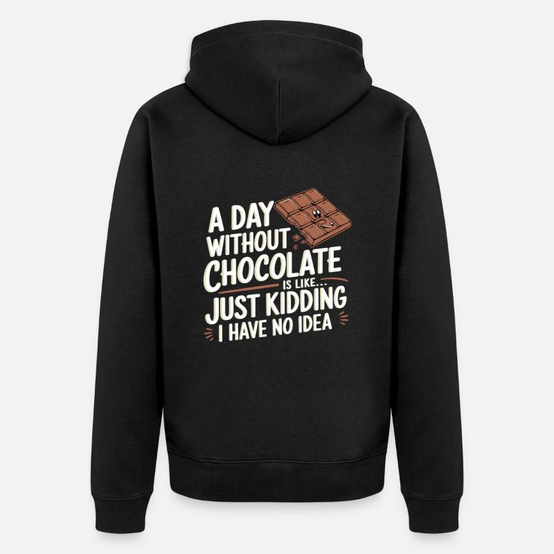 Schokolade - Unisex Premium Bio Zip Hoodie - Schwarz