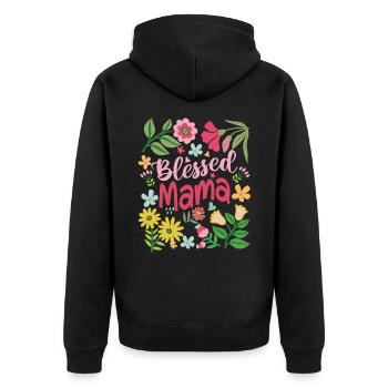 Mama - Unisex Premium Bio Zip Hoodie - Schwarz - Hinten - Nico (187cm)