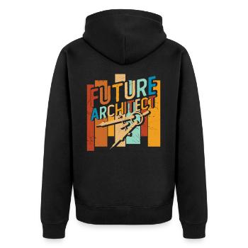 Architekt - Unisex Premium Bio Zip Hoodie - Schwarz - Hinten - Nico (187cm)