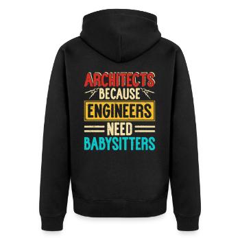 Architekt - Unisex Premium Bio Zip Hoodie - Schwarz - Hinten - Nico (187cm)