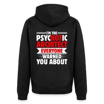 Architekt - Unisex Premium Bio Zip Hoodie - Schwarz - Hinten - Nico (187cm)