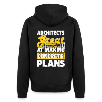Architekt - Unisex Premium Bio Zip Hoodie - Schwarz - Hinten - Nico (187cm)