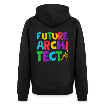 Architekt - Unisex Premium Bio Zip Hoodie - Schwarz - Hinten - Nico (187cm)