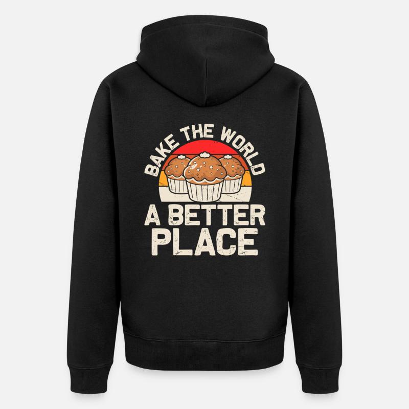 Backen Bäcker Bäckerei - Unisex Premium Bio Zip Hoodie - Schwarz