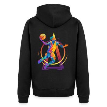 Basketball Basketballer Spieler Fan Vintage Retro - Unisex Premium Bio Zip Hoodie - Schwarz - Hinten - Nico (187cm)