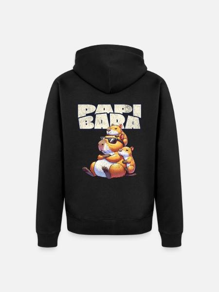 Papibara Capybara Father Dad - Unisex Premium Organic Zip Hoodie - black