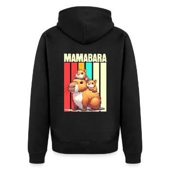 Mamabara Mutter Capybara - Unisex Premium Bio Zip Hoodie - Schwarz - Hinten - Nico (187cm)