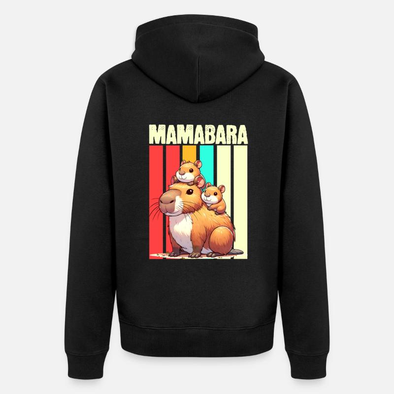 Mamabara Mutter Capybara - Unisex Premium Bio Zip Hoodie - Schwarz