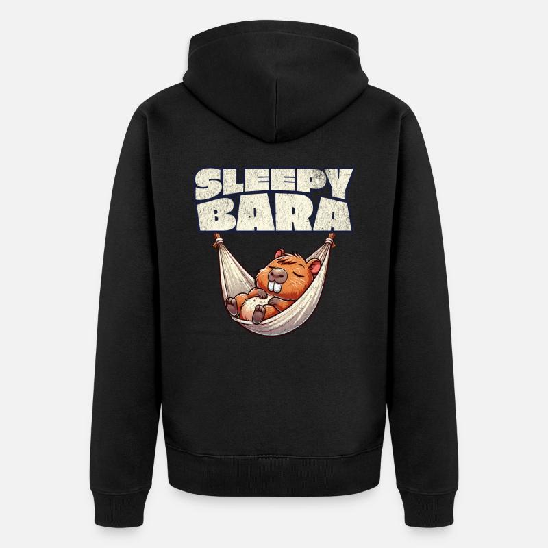 Capybara Sleepybara - Unisex Premium Bio Zip Hoodie - Schwarz